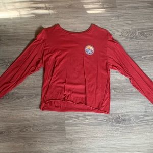Roxy red long sleeve crop top